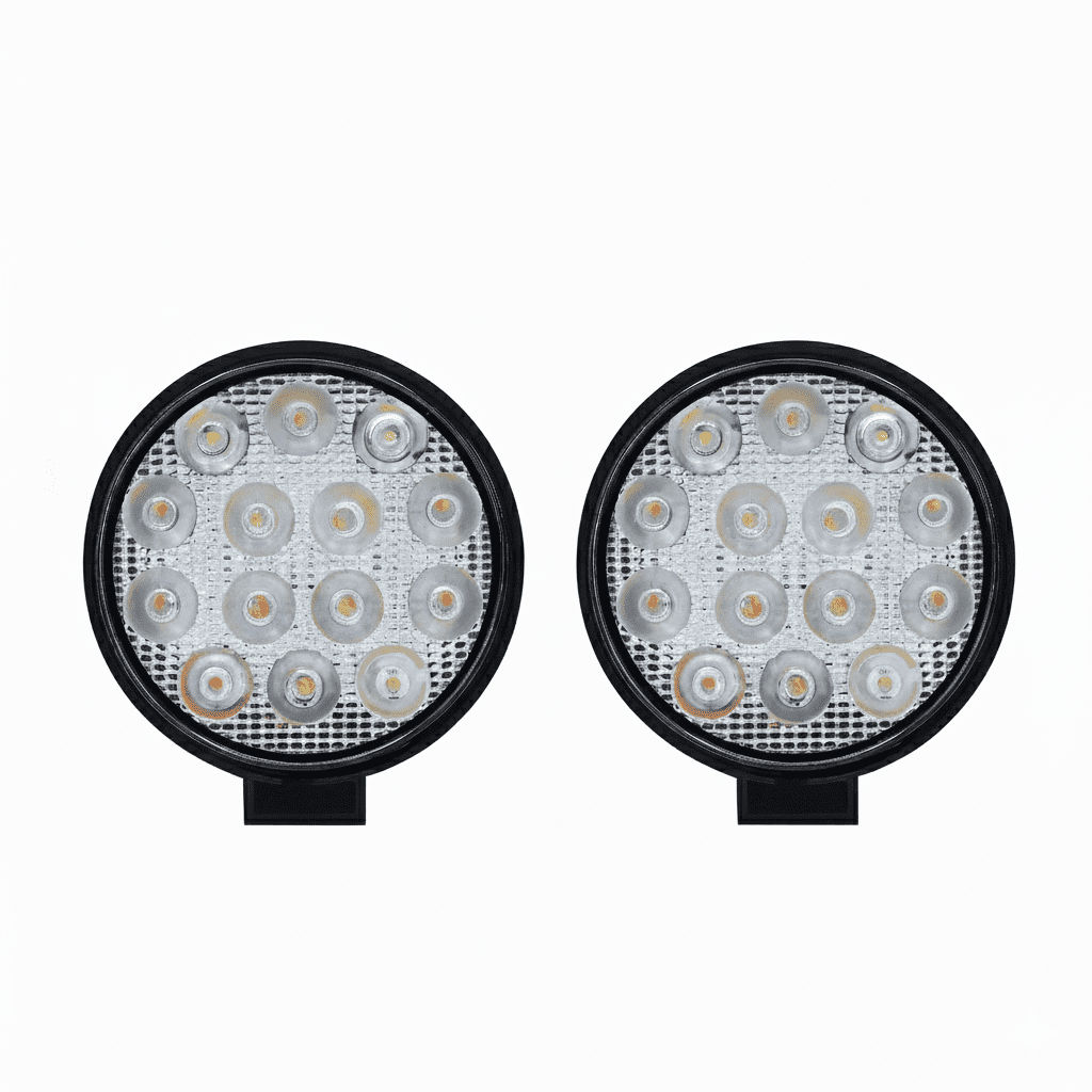 Fog Light - 14 Led Round Fog Light for Car and Bikes set of 2pcs Bike Headlight (Black) - Autopartdeals14led-round