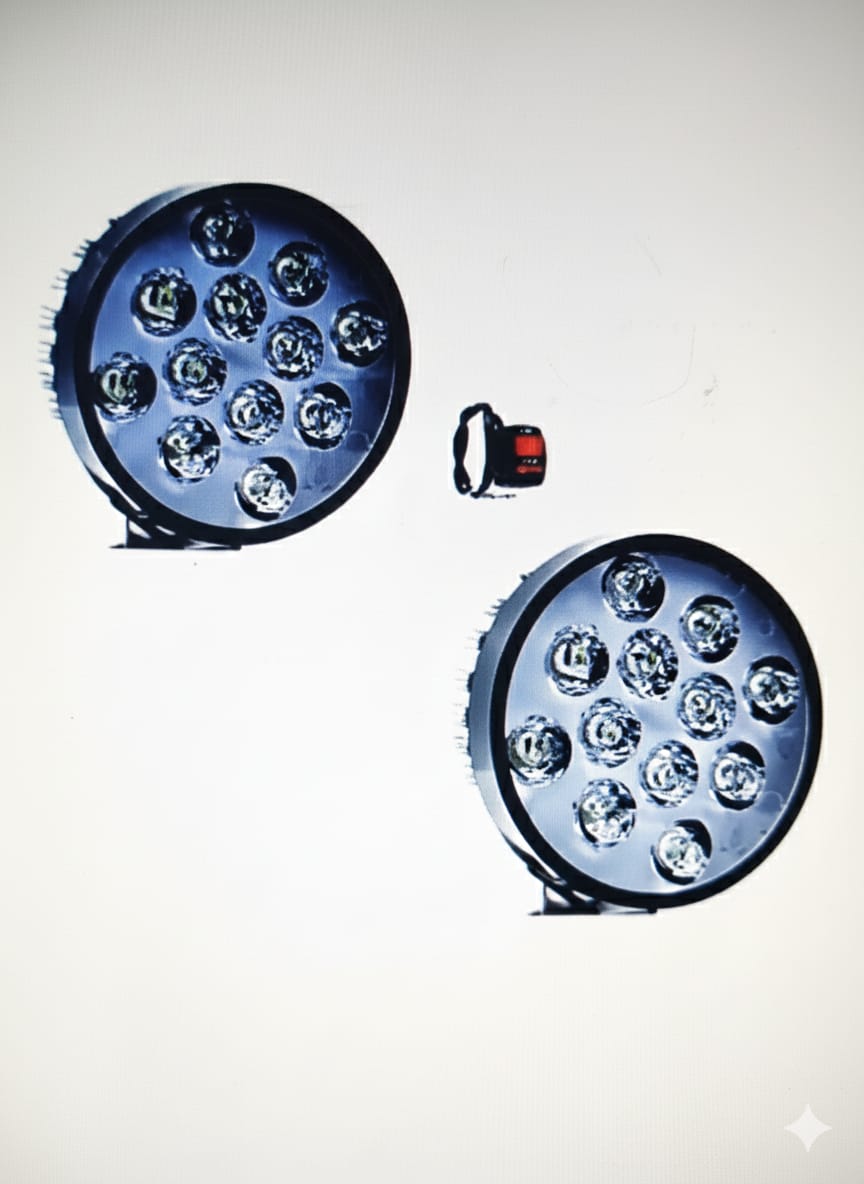 12 Led Round Fog light set of 2 Pc Bike Headlight Grill (White) With Switch - Autopartdeals12 Led fog light round