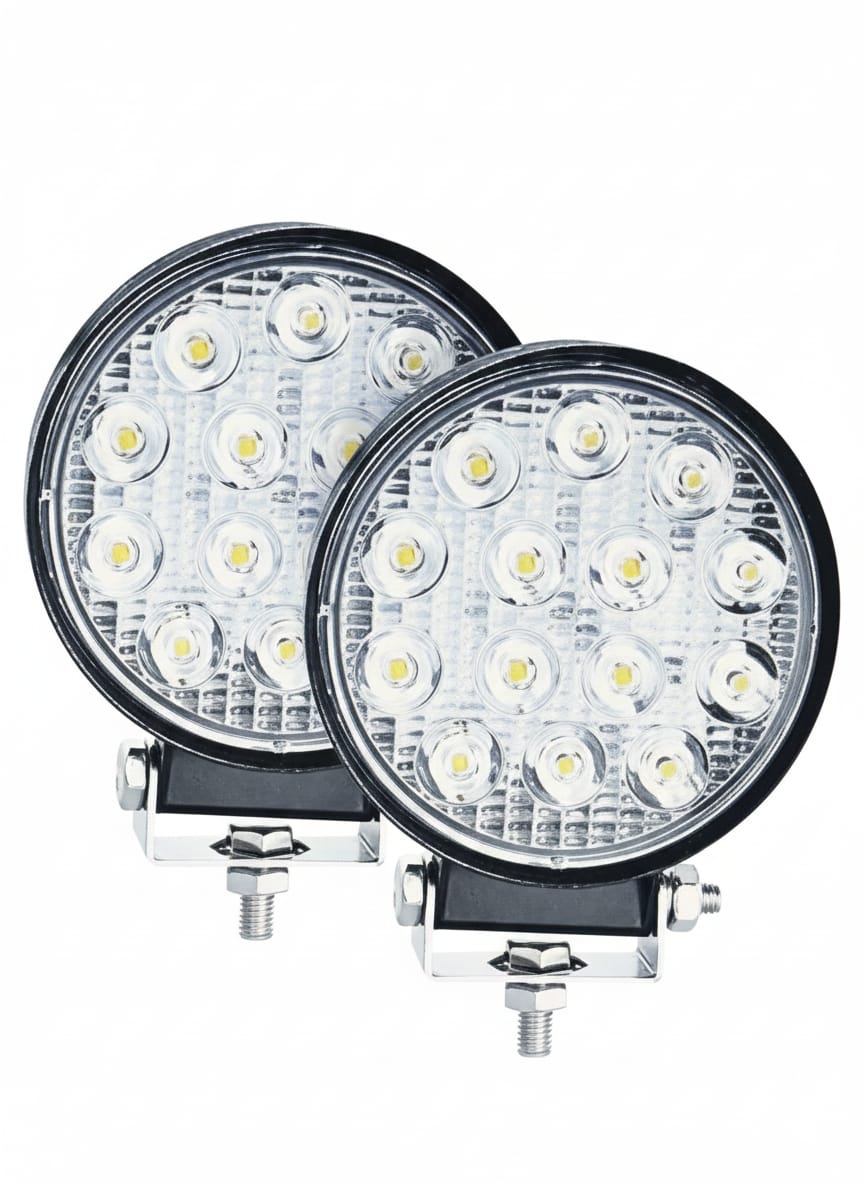 14 LED ROUND FOG LIGHT FOR BIKE AND CAR ( PACK OF 2 )(White) - Autopartdeals14-LED