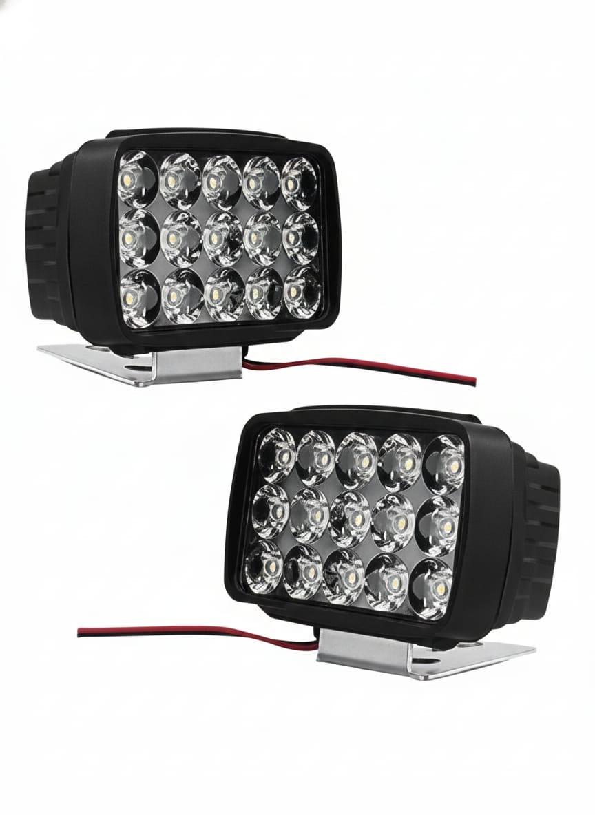 15 LED Fog Light Off Roading For All Motorcycle Bikes Scooty (Pack of 2) Bike Headlight Grill (White) - Autopartdealsled-light-15