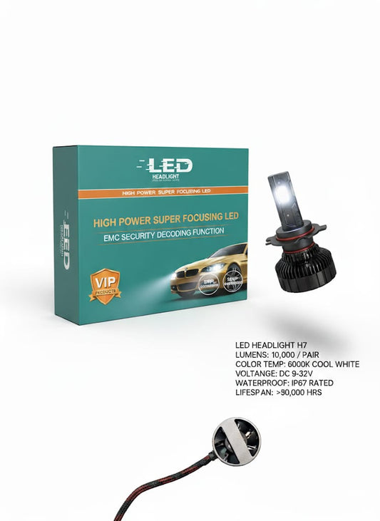 H7 LED Headlight Bulbs Hi & Lo Beam 10000LM 6000K, 300W LED Auto Conversion Lamp Fog Lamp Car LED (9 V, 300 W) (Universal For Car, Pack of 2) - AutopartdealsCar-300W LED H7