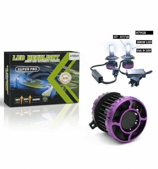 H7 LED Headlight Bulbs Hi & Lo Beam 30000LM 6200K, 300W LED Auto Conversion Fog Lamp Car LED (9 V, 300 W) (Universal For Car, Pack of 2) - AutopartdealsH7 30000LM