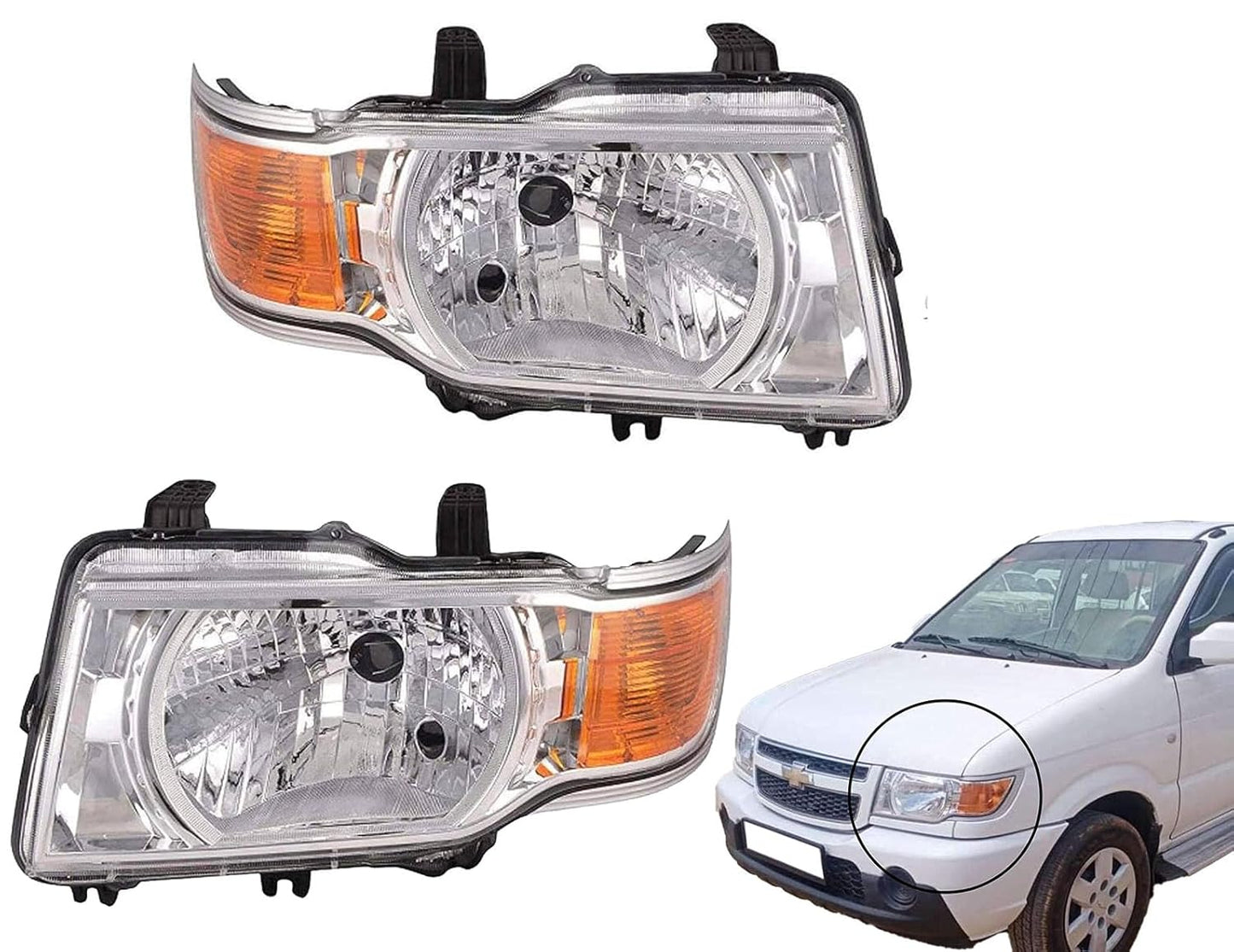 Headlight Compatible for Chevrolet Tavera Left Side/ Right Side/ Complete Set - AutopartdealsHL Tavera Set