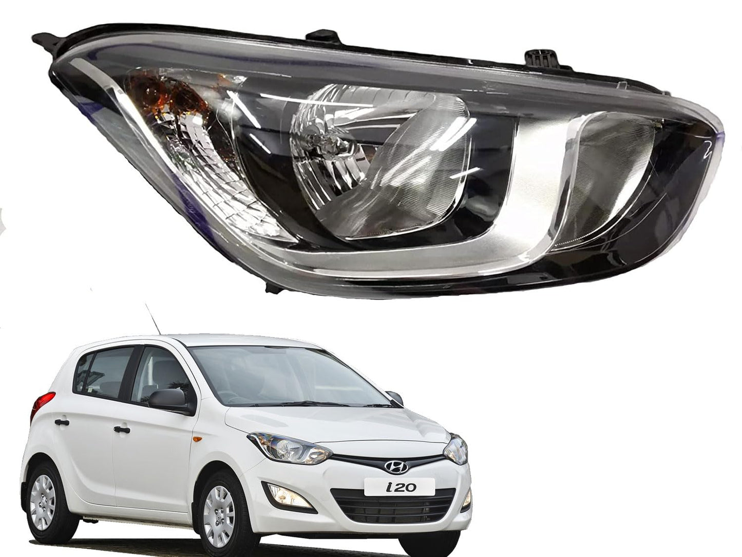 Headlight Compatible for Hyundai i20 Type - II Left Side/ Right Side/ Complete Set - AutopartdealsHL I20 T-2 LS