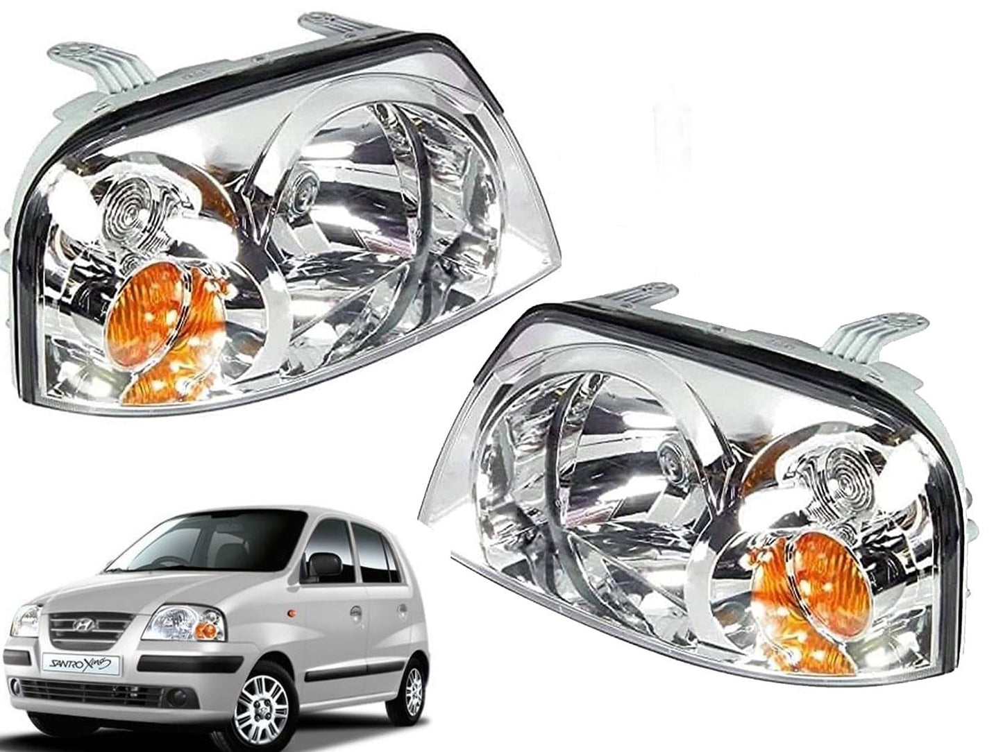 Headlight Compatible for Hyundai Santro Xing Left Side/ Right Side/ Complete Set - AutopartdealsHL Santro Xing Set