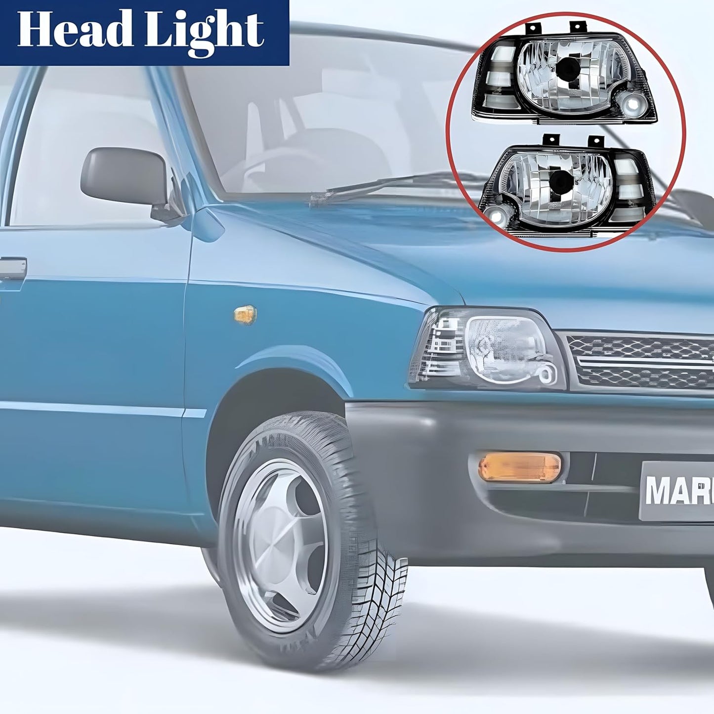 Headlight Compatible for Maruti Suzuki 800 Type - III Left Side/ Right Side/ Complete Set - AutopartdealsHL Car T-3 LS