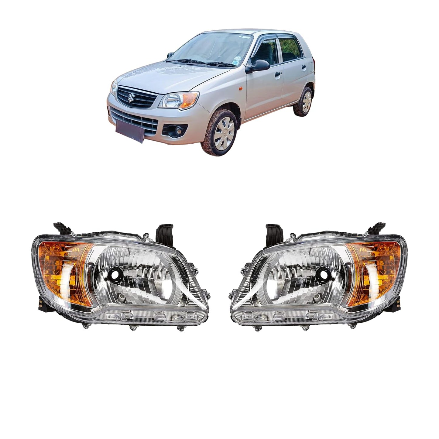 Headlight Compatible for Maruti Suzuki Alto K10 Left Side/ Right Side/ Complete Set - AutopartdealsHL K10 LS