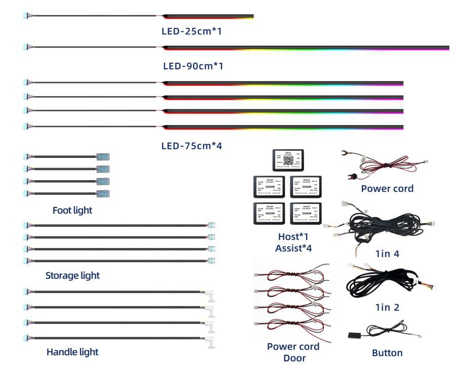 Multicolor Music Controlled Sound Activated Car Interior Decoration Ambient Lighting Dream Color Lights with Mobile App Control for All Cars (18 in 1) - AutopartdealsAmbient Light