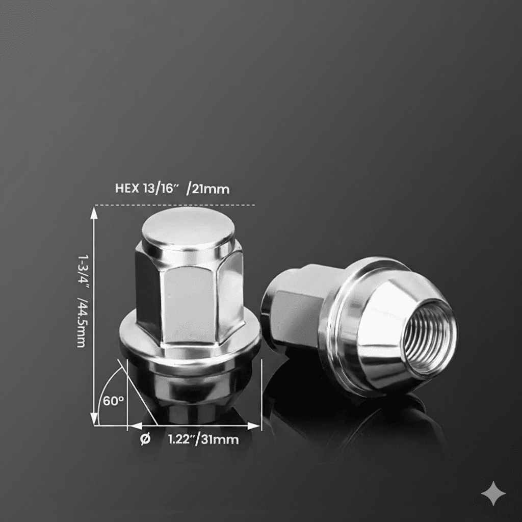 Wheel Nut Superior Chrome Finish Tensile Tested Compatible with Ford Ecosport, Fiesta, Figo and Endeavour - AutopartdealsWNFORD2PCECCO