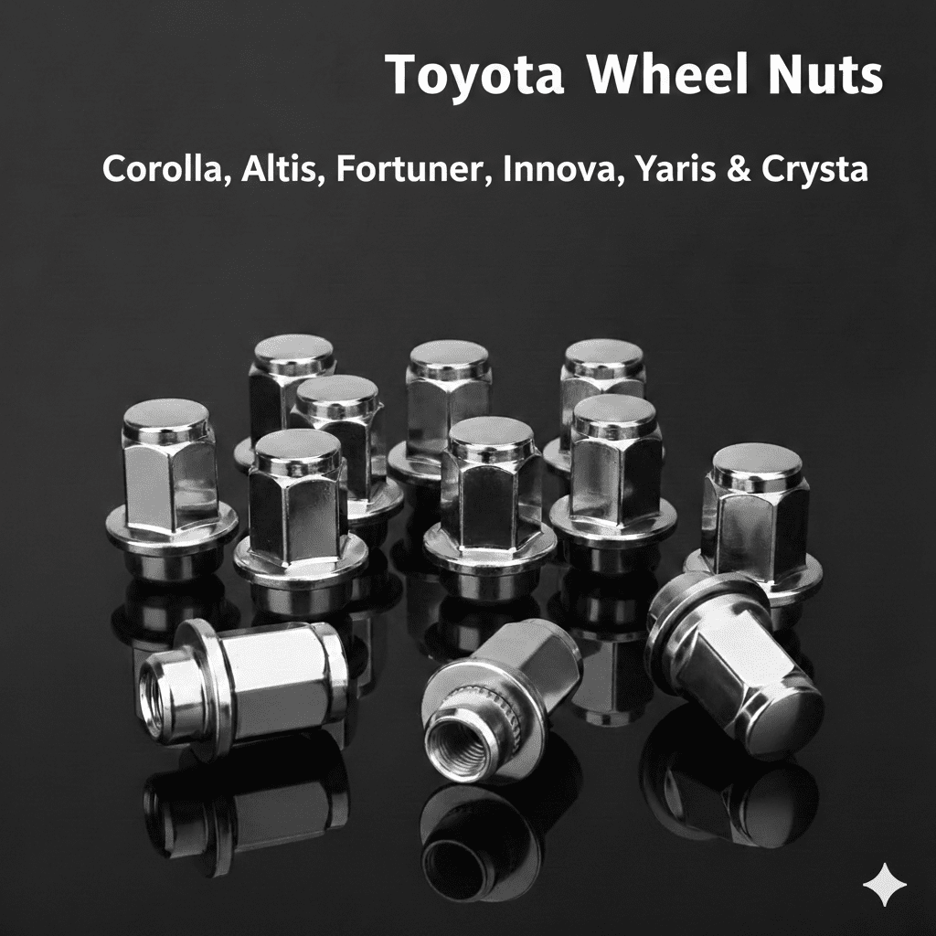 Wheel Nuts Chrome Plated Stainless Steel Anti - Rust Suitable For Corolla/Altis/Fortuner/Innova Crysta/Yaris/Crysta Mag Lug Nut (M12 x 1.5) - AutopartdealsWNTOYO5PC